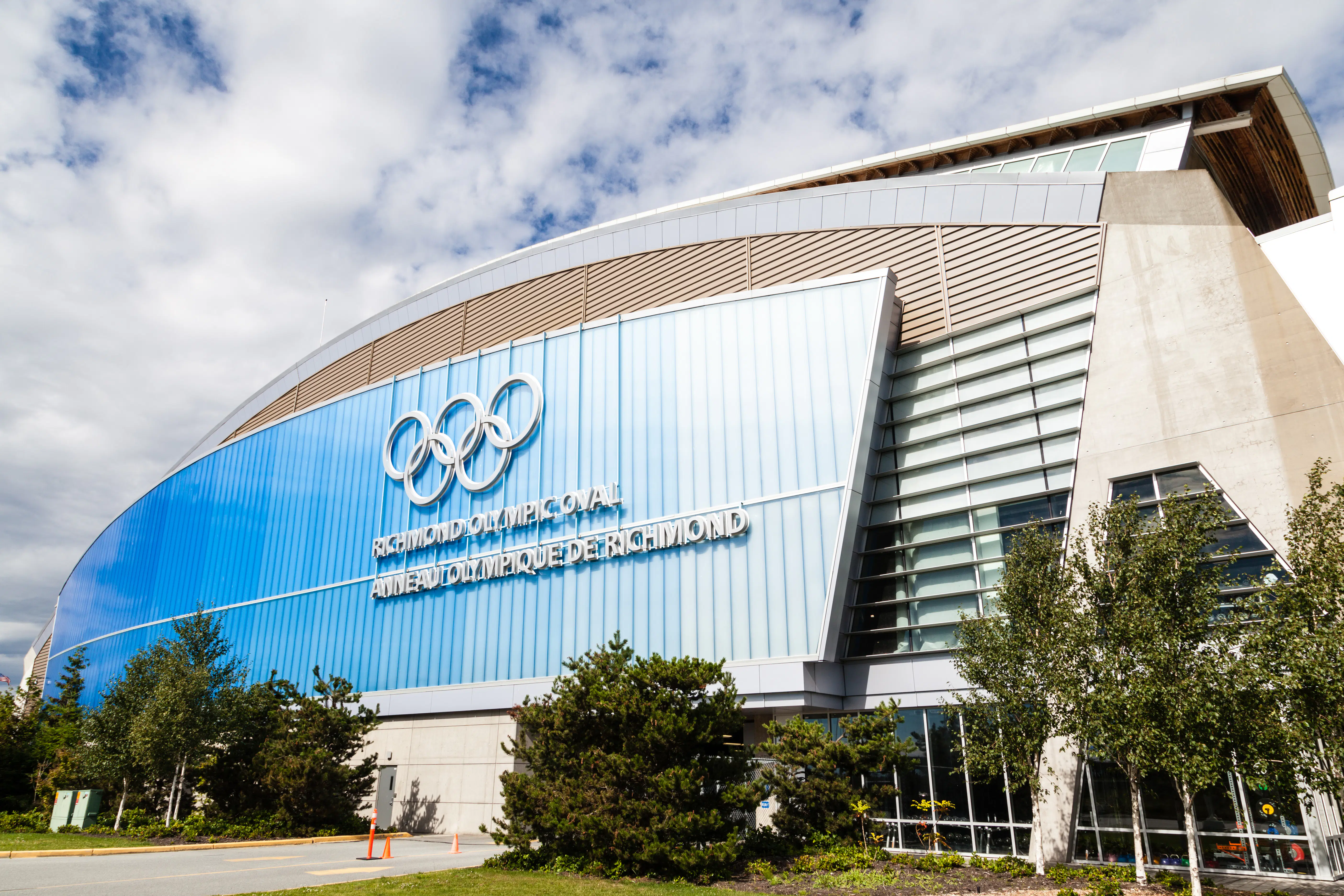 The Richmond Olympic Oval in the city of Richmond, BC. It was originally built for the 2010 Winter Olympics. It now serves as a community multi-sport park.