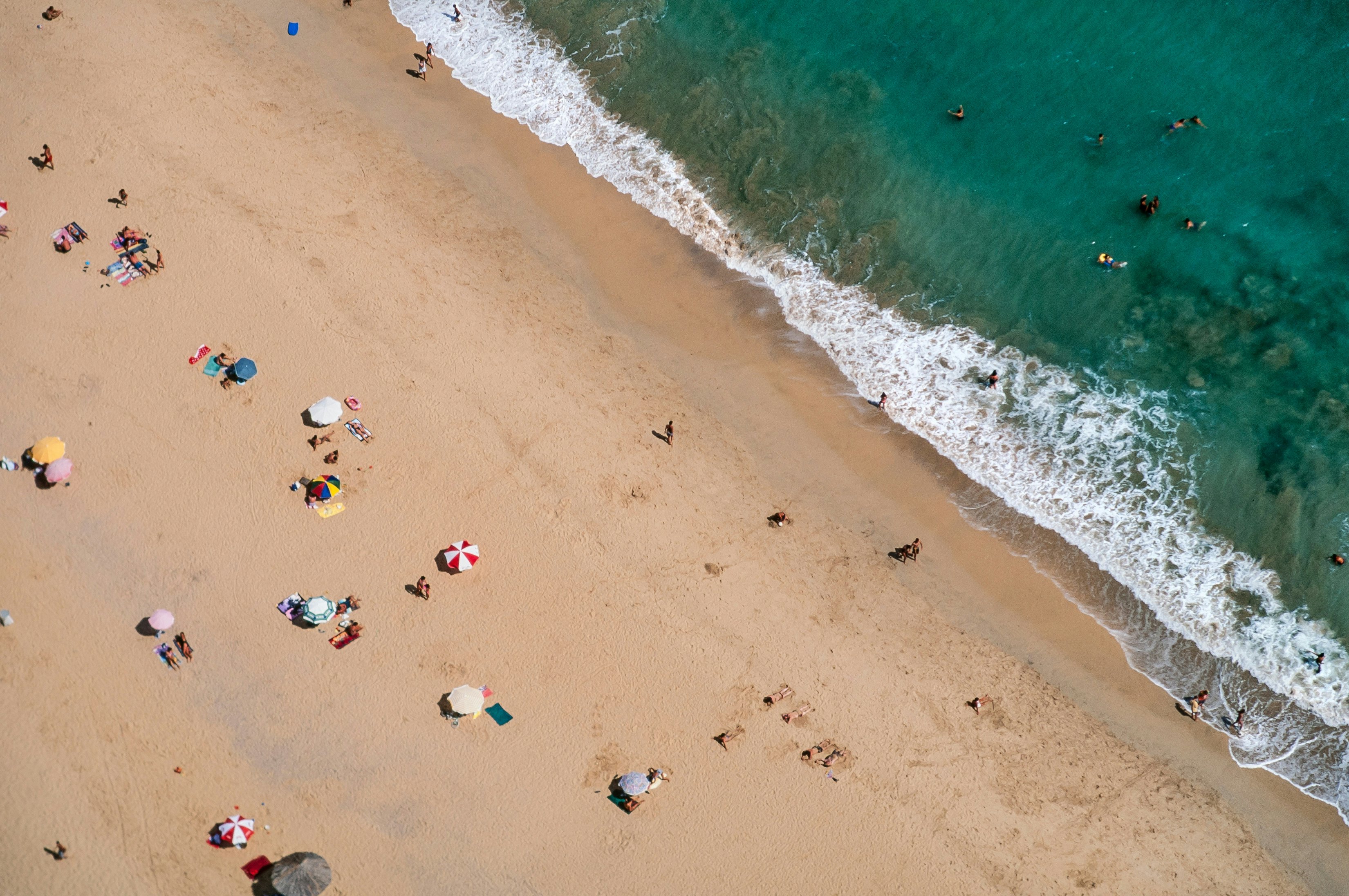 Aerial image of Porto Santo beach in Portugal.