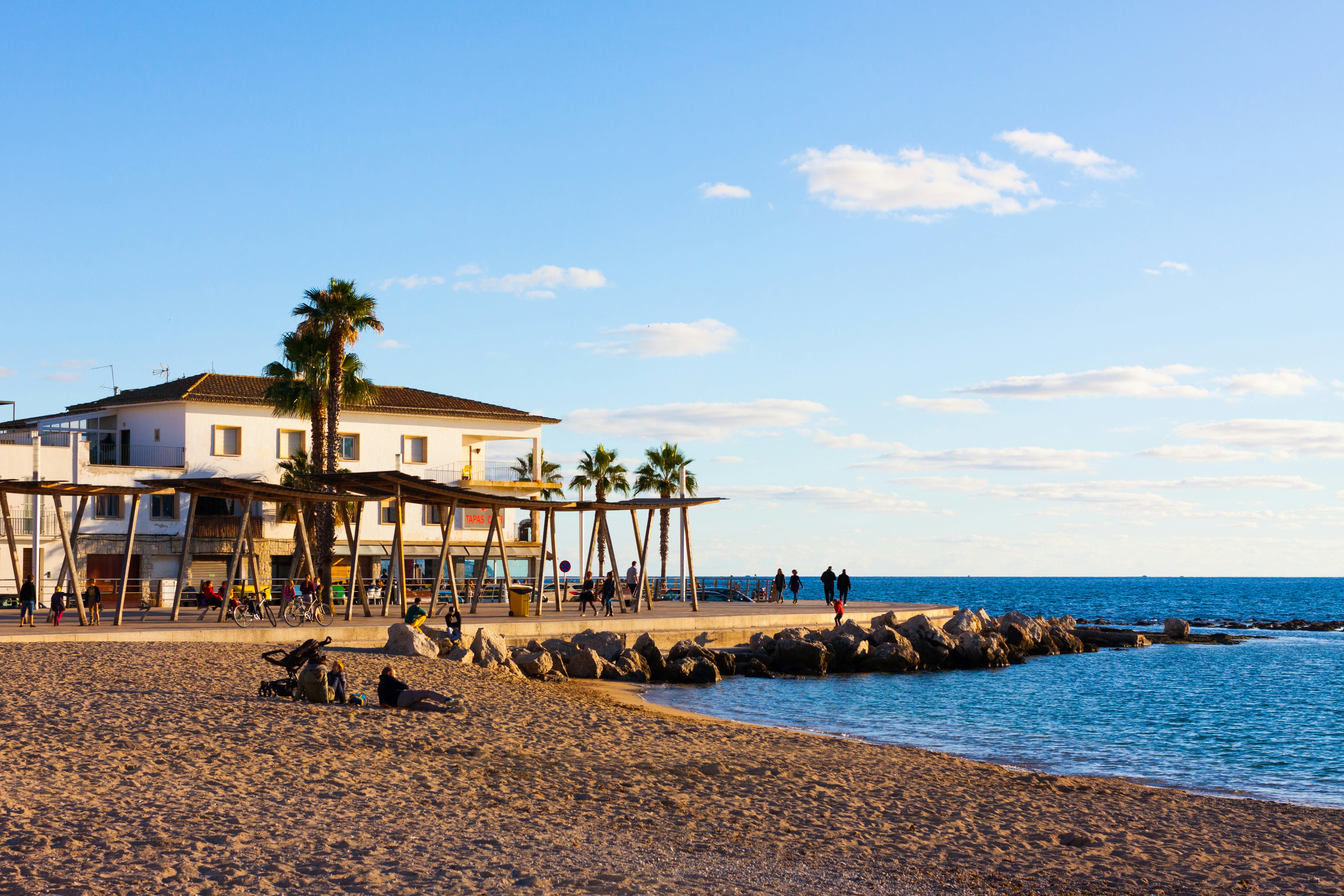 Promenade along the beach in Portixol. Palma, Majorca, Spain