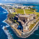 Aerial view of Castillo San Felipe del Morro in Old San Juan, Puerto Rico. The fort, also referred to as El Morro, was designed to guard the entrance to San Juan Bay. License Type: media Download Time: 2023-08-22T02:56:29.000Z User: claramonitto Is Editorial: No purchase_order: