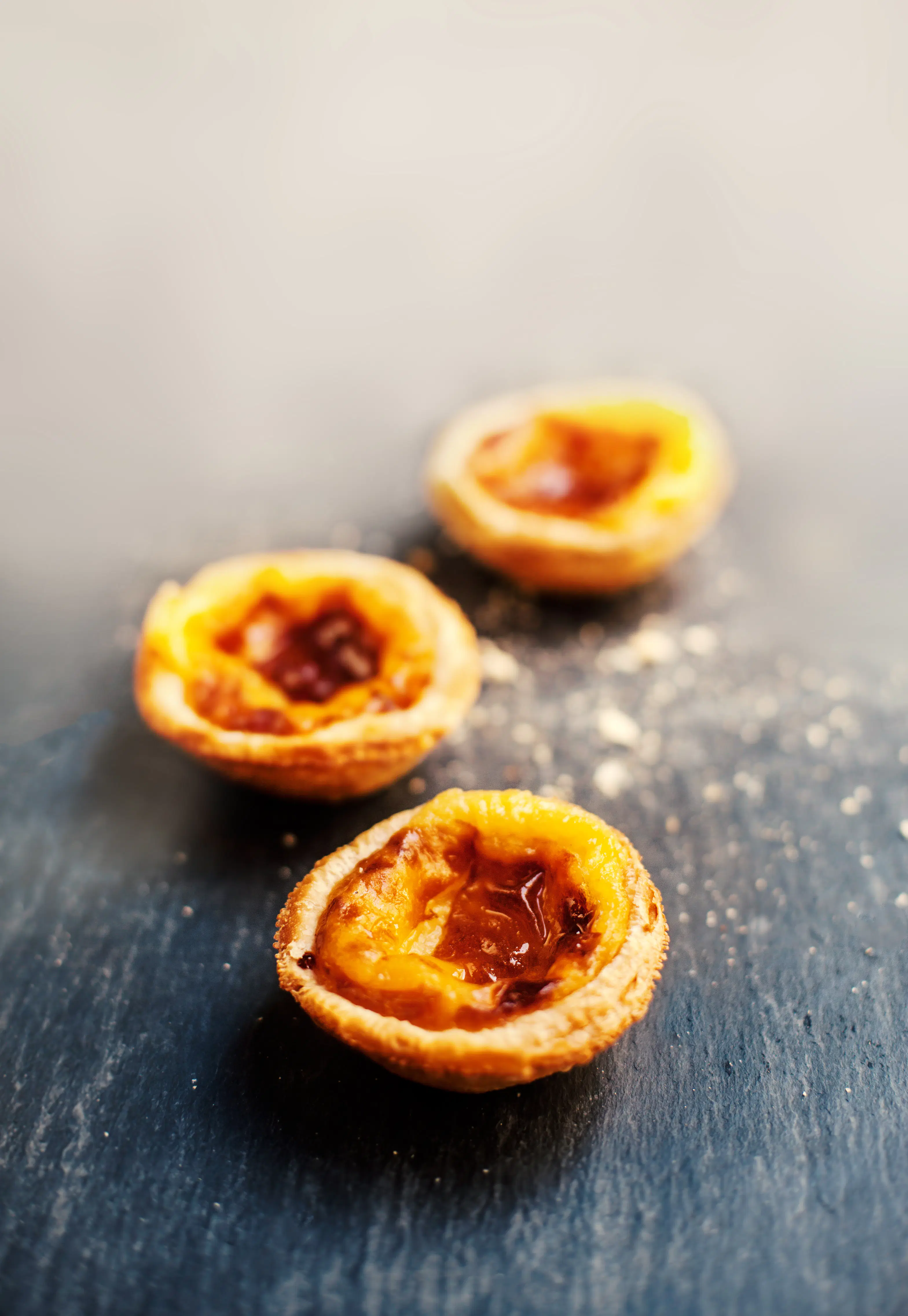 Three traditional Portuguese custard tarts