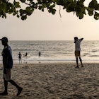 People are seen along Lumley beach in Freetown on April 17, 2022. (Photo by JOHN WESSELS / AFP) (Photo by JOHN WESSELS/AFP via Getty Images)
1240055101
leisure, Horizontal
People are seen along Lumley beach in Freetown on April 17, 2022.