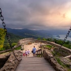 Amazing view from the Visegrád Castle to the Danube Bend and the Börzsöny Hills before the storm. Beautiful hungarian landscape from gate of Solomon's Tower. Visegrád, Hungary. License Type: media Download Time: 2023-02-22T22:33:49.000Z User: mvm_lonelyplanet Is Editorial: No purchase_order: