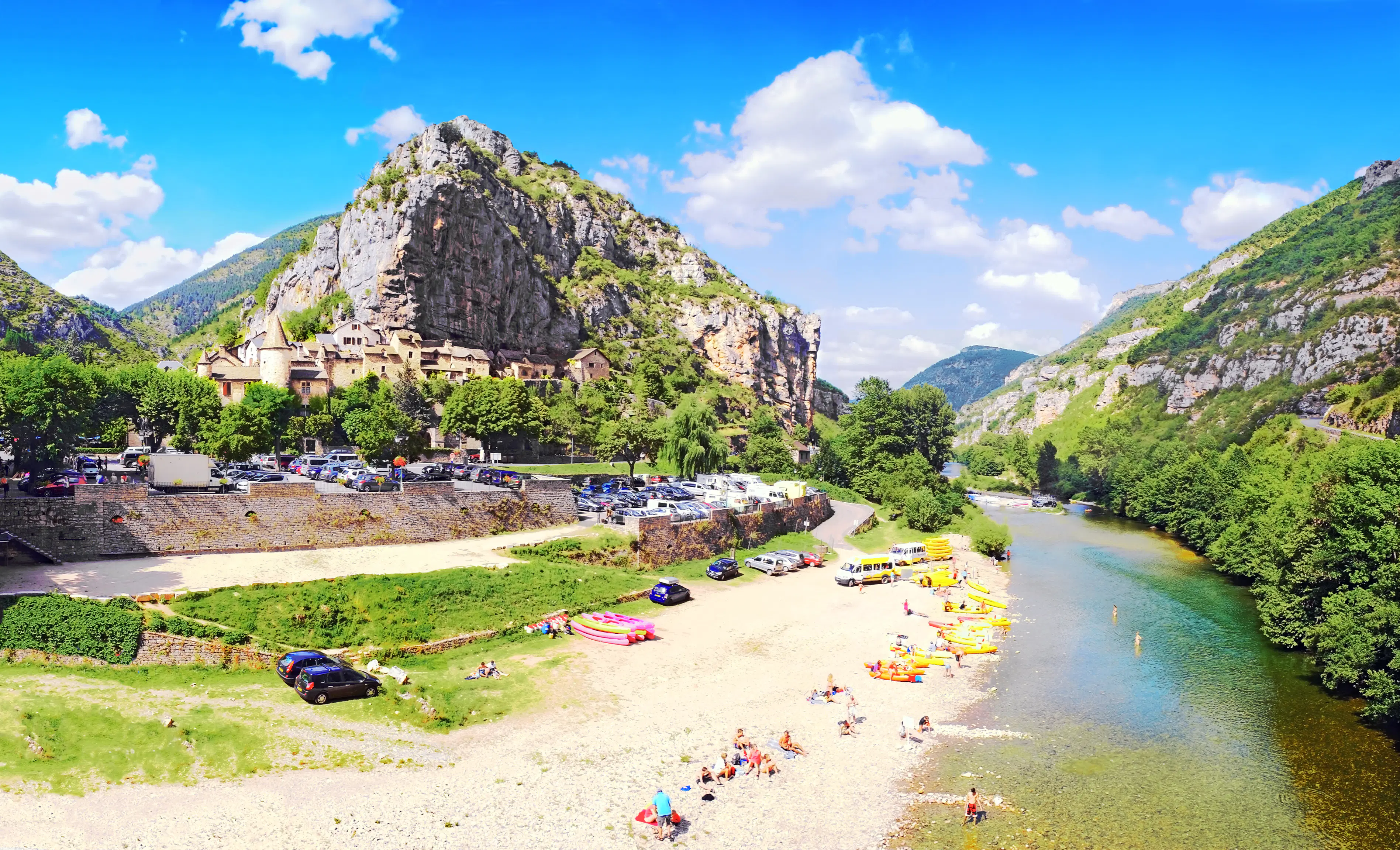 Pebble beach at La Malène village in the Gorges du Tarn.