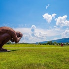 Chattanooga, Tennessee USA - 12 8 2022: outdoor sculpture made from coin-sized discs of corten steel in the shape of a man holding his head in his hands called “The Least Amount of Space”, License Type: media, Download Time: 2025-05-06T11:41:23.000Z, User: clairenaylor, Editorial: true, purchase_order: 65050 - Digital Destinations and Articles, job: Online editorial, client: Chattanooga things to do, other: Claire Naylor