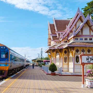 Hua Hin train station in Thailand 10 September 2022. passengers waiting for the train , License Type: media, Download Time: 2025-05-13T17:10:47.000Z, User: Malecia.Elamin_Lonelyplanet, Editorial: true, purchase_order: 65050 - Digital Destinations and Articles, job: Lonely Planet Digital, client: Best Beaches by train from Bangkok, other: Malecia Walker