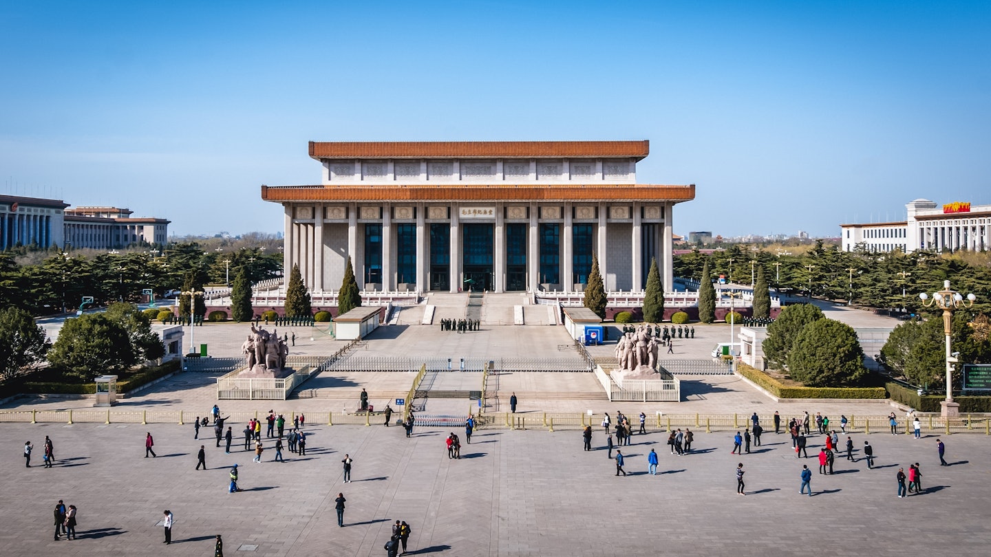 Beijing, China - March 27, 2013: Chinese tourists in front of Mausoleum of Mao Zedong on Tiananmen Square in Beijing, License Type: media, Download Time: 2025-03-10T19:55:32.000Z, User: dermothegarty77, Editorial: true, purchase_order: 56530 - Guidebooks, job: Global Publishing WIP, client: China 17, other: Dermot Hegarty