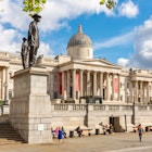 London, UK - 29 April 2024: Fountain on Trafalgar square and National Gallery, License Type: media, Download Time: 2025-01-06T09:54:07.000Z, User: Norma.PrauseBrewer_LonelyPlanet, Editorial: true, purchase_order: 56530 - Guidebooks, job: Global Publishing WIP, client: London 14, other: Norma Brewer