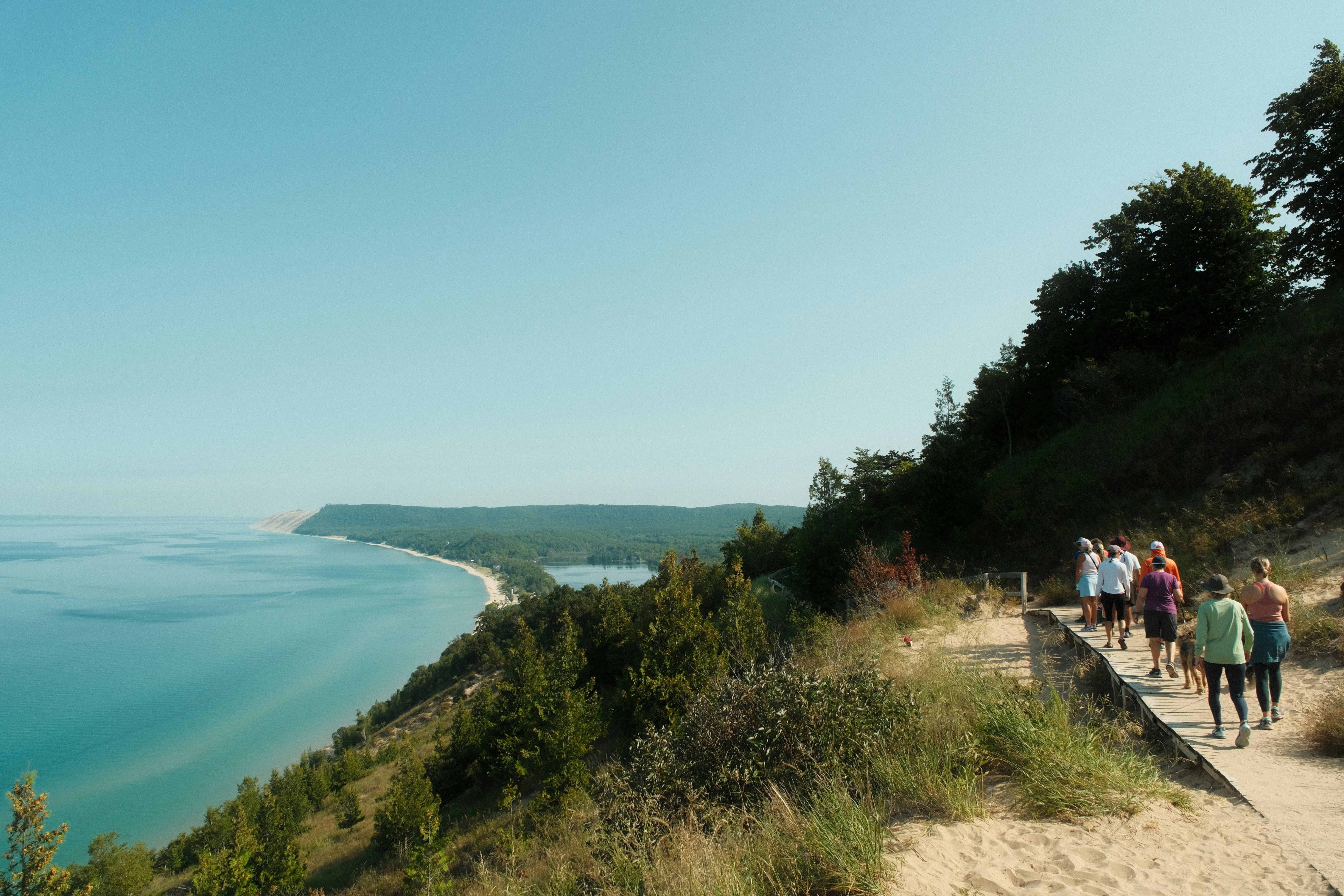 Tourists milling around the beaches of Sleeping Bear Dunes National Lakeshore, Michigan