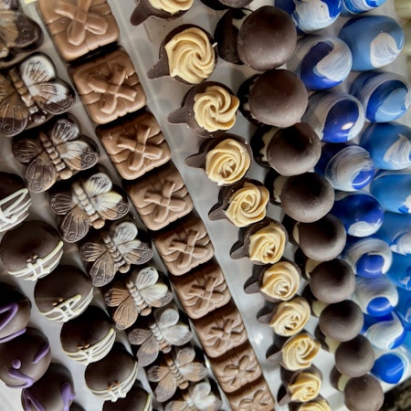 rows of homemade chocolates