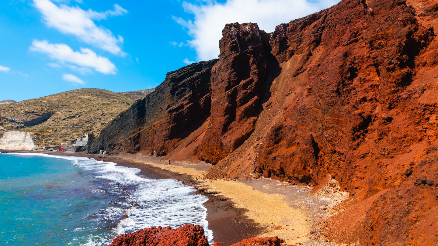 Red beach in Santorini island, Greece. Red volcanic cliffs and the blue sea. Summer landscape at sunny day
1976818188
rock, orange, mediterranean, aegean, red beach
Red Beach in Santorini