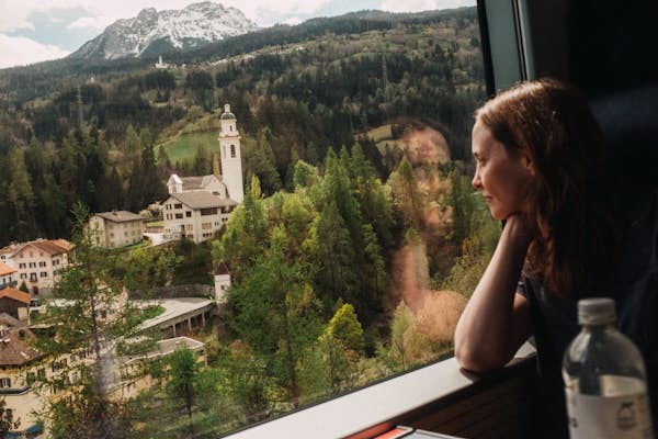 A springtime train journey through the Swiss Alps