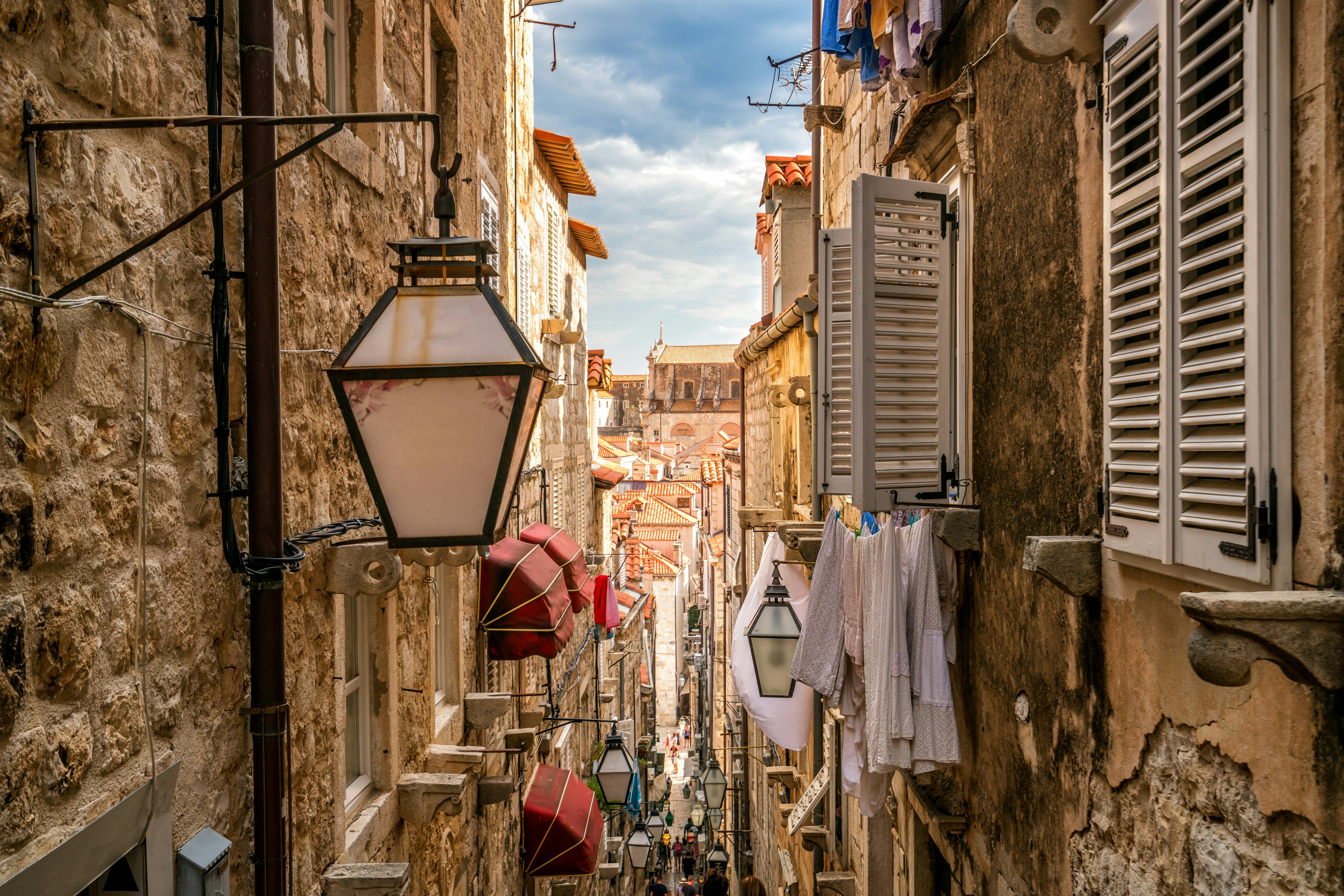 A narrow street in Dubrovnik.