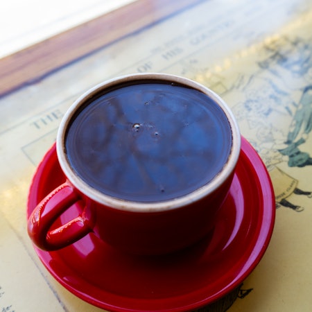 Coffee cup and saucer at Thinking Cup, A Boston Patisserie & Coffee Bar