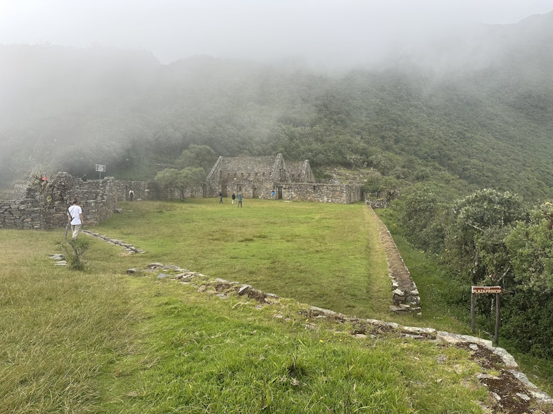 Wide view of stone architecture of Choquequirao in Peru