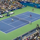 New York, NY - September 6, 2019: Both teams on action in action at US Open Championships mens doubles final at Billie Jean King National Tennis Center, License Type: media, Download Time: 2025-06-04T18:41:38.000Z, User: rhylton_redventures, Editorial: true, purchase_order: 65050 - Digital Destinations and Articles, job: Lonely Planet, client: wip, other: Rhianydd Hylton