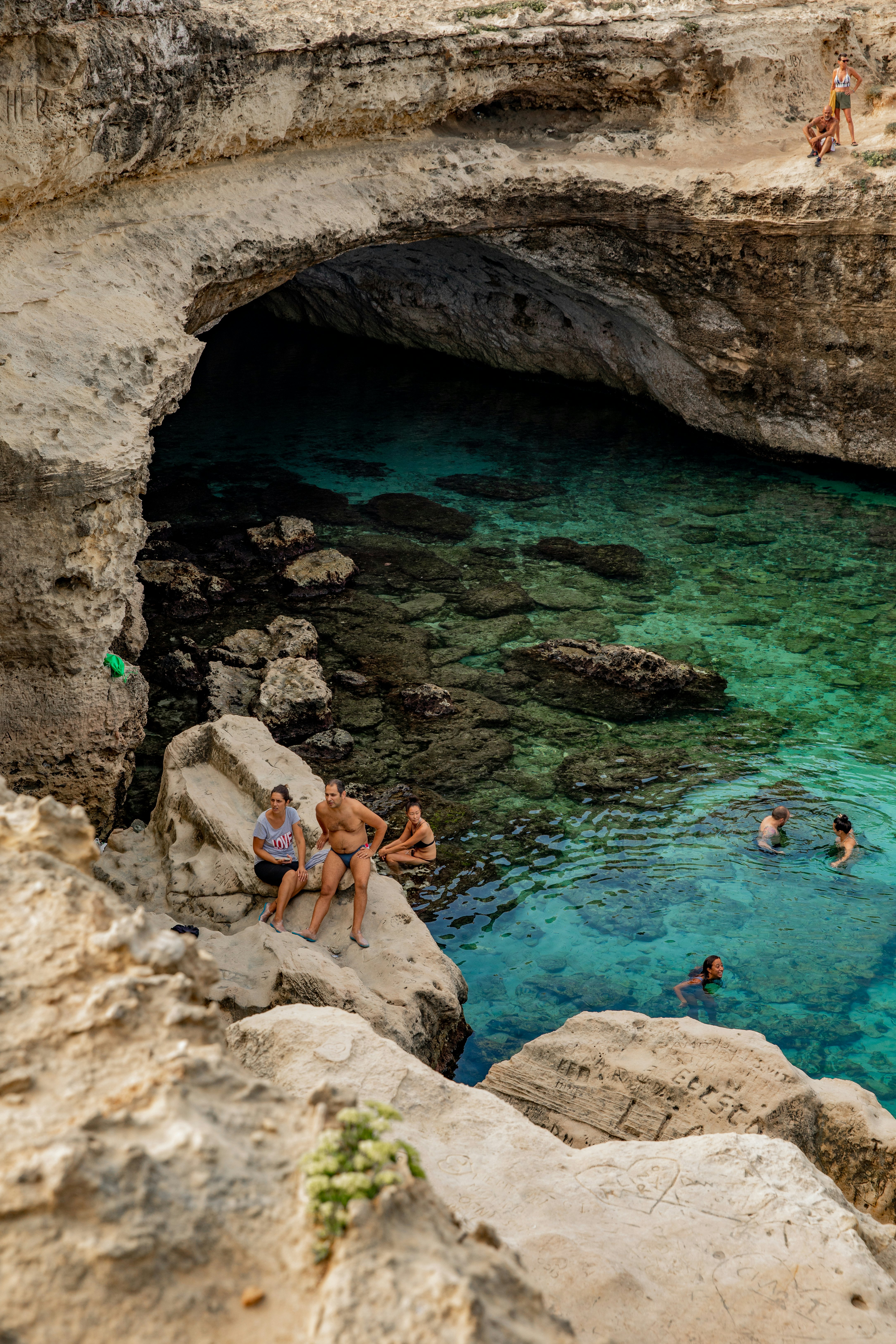 Grotta della Poesia (Cave of Poetry), a famous hot spot at the coast of Puglia