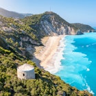 The impressive Milos beach with the turquoise shaded sea on the island of Lefkada, Ionian Sea, Greece, License Type: media, Download Time: 2025-05-22T13:38:50.000Z, User: lonelyplanetmedia, Editorial: false, purchase_order: 65050 - Digital Destinations and Articles, job: Global Publishing WIP, client: Global Publishing WIP, other: Pia Peterson Haggarty // SS Comp Ingestion