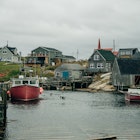 Fishing boats anchored and waiting in a secluded bay in Peggy's Cove, Nova Scotia, Canada - oct 2022. High quality photo, License Type: media, Download Time: 2025-01-30T17:54:28.000Z, User: adouglaslott59, Editorial: true, purchase_order: 65050 - Digital Destinations and Articles, job: future digital articles, client: future digital articles, other: Ann Douglas Lott