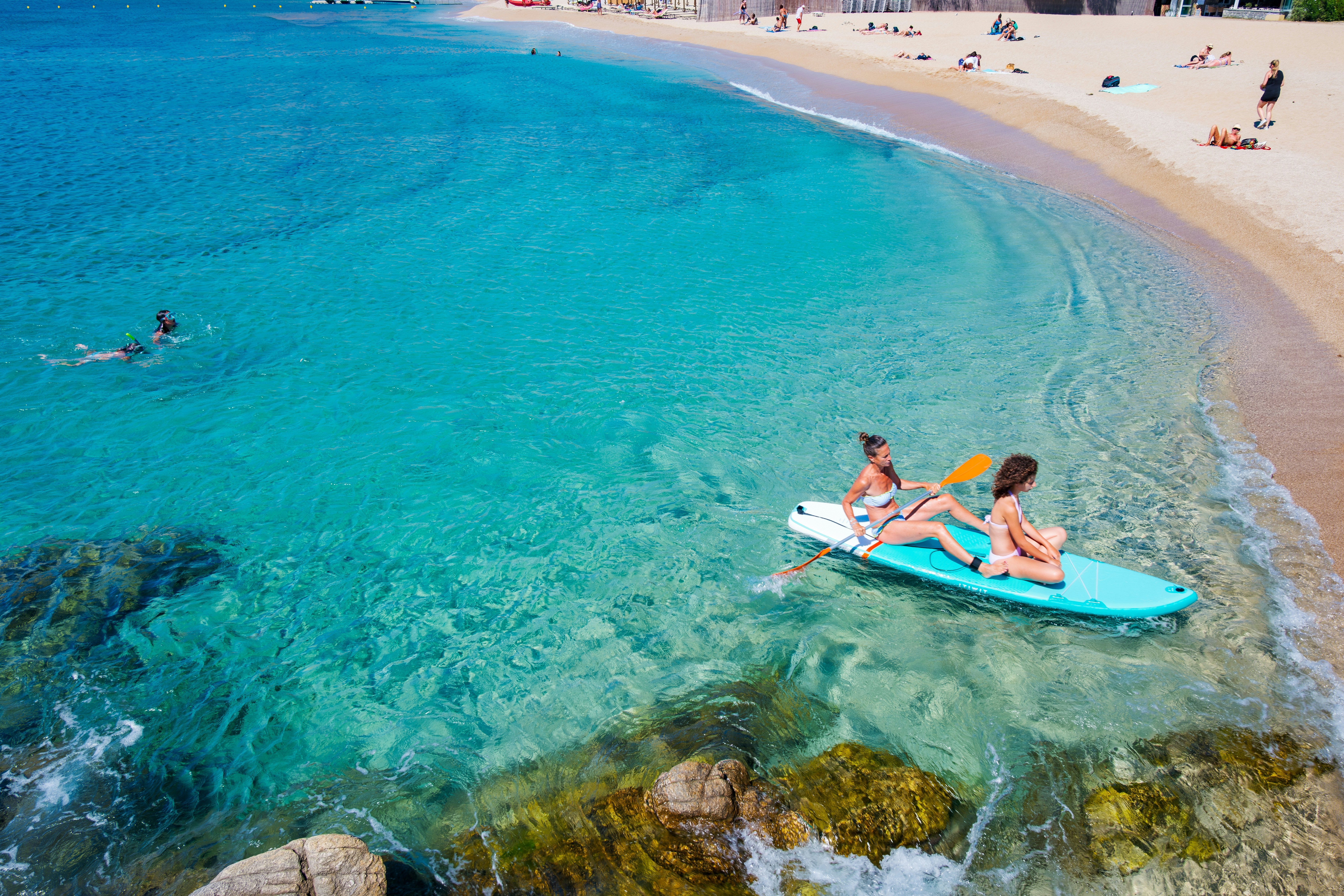 Agrari Beach with blue sea, wild and quiet, famous for diving, snorkeling and water activity. As most beaches in Mykonos, Agrari Beach is naturism friendly.
