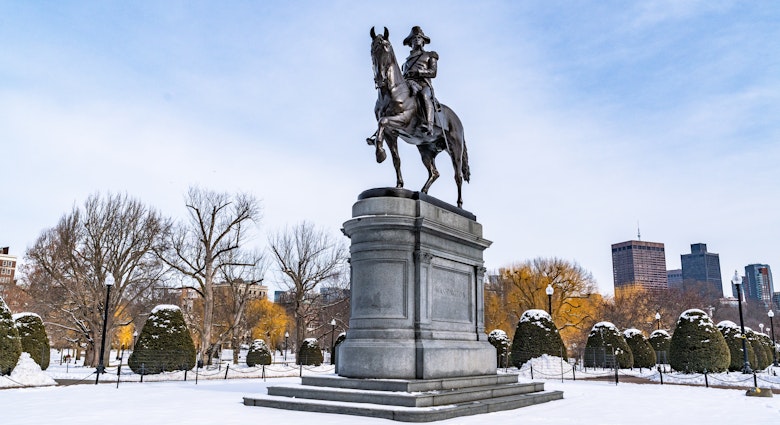 Boston, MA, USA - 11 February 2025 - Equestrian statue of George Washington at Boston Public Garden in winter against blue sky; Shutterstock ID 2594979183; purchase_order:65050 - Digital Destinations and Articles; job:Lonely Planet Online Editorial; client:When to visit Boston; other:Brian Healy
2594979183
