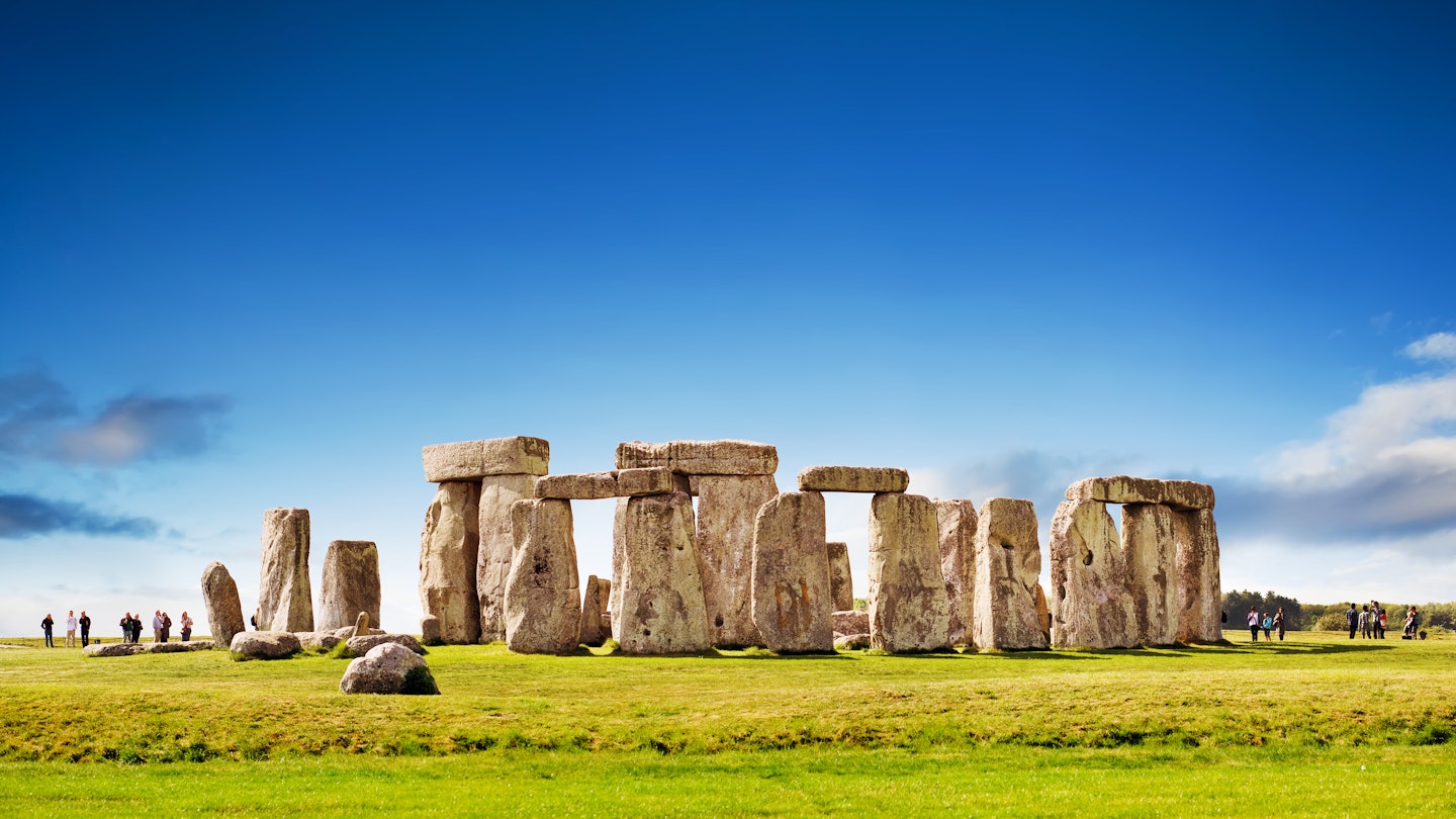 Stonehenge, England. UK
RFC, Shutterstock, ancient, blue, building, clouds, countryside, destination, england, english, europe, formation, granite, heavy, henge, heritage, historic, landmark, landscape, large, magical, megalith, megalithic, monolith, monument, mysterious, mystery, old, outdoor, pastoral, prehistoric, prehistory, religious, rock, ruins, salisbury, simple, site, sky, solar, stone, stonehenge, sundial, tourist, travel, uk, unesco, unique, white, wonder, world, Person
A view toward the stone circle of Stonehenge, Wiltshire, UK.