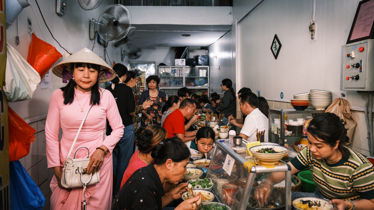 HANOI, VIETNAM — April 2025
Noodle restaurant in the Old Quarter, Hanoi