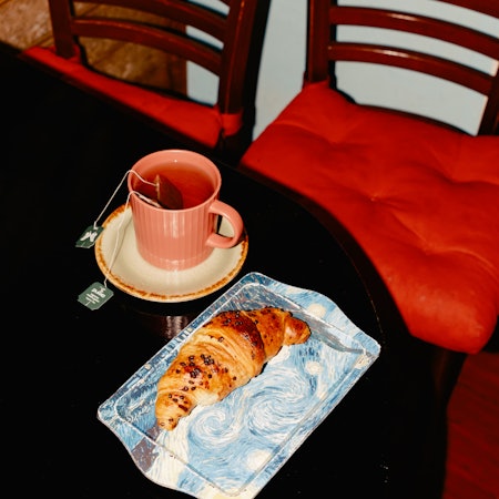 Cafe Bablú, tea and croissant at quirky cafe in Reykjavik