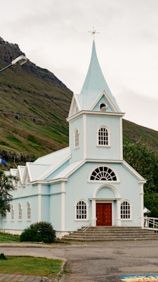 Seyðisfjörður's blue church