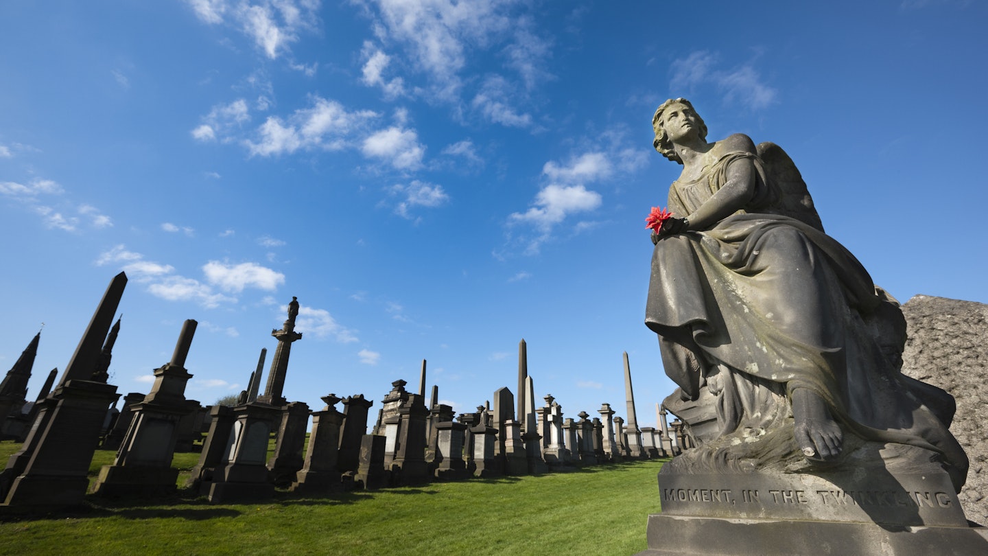 Grand tombs in the Glasgow Necropolis, Scotland.