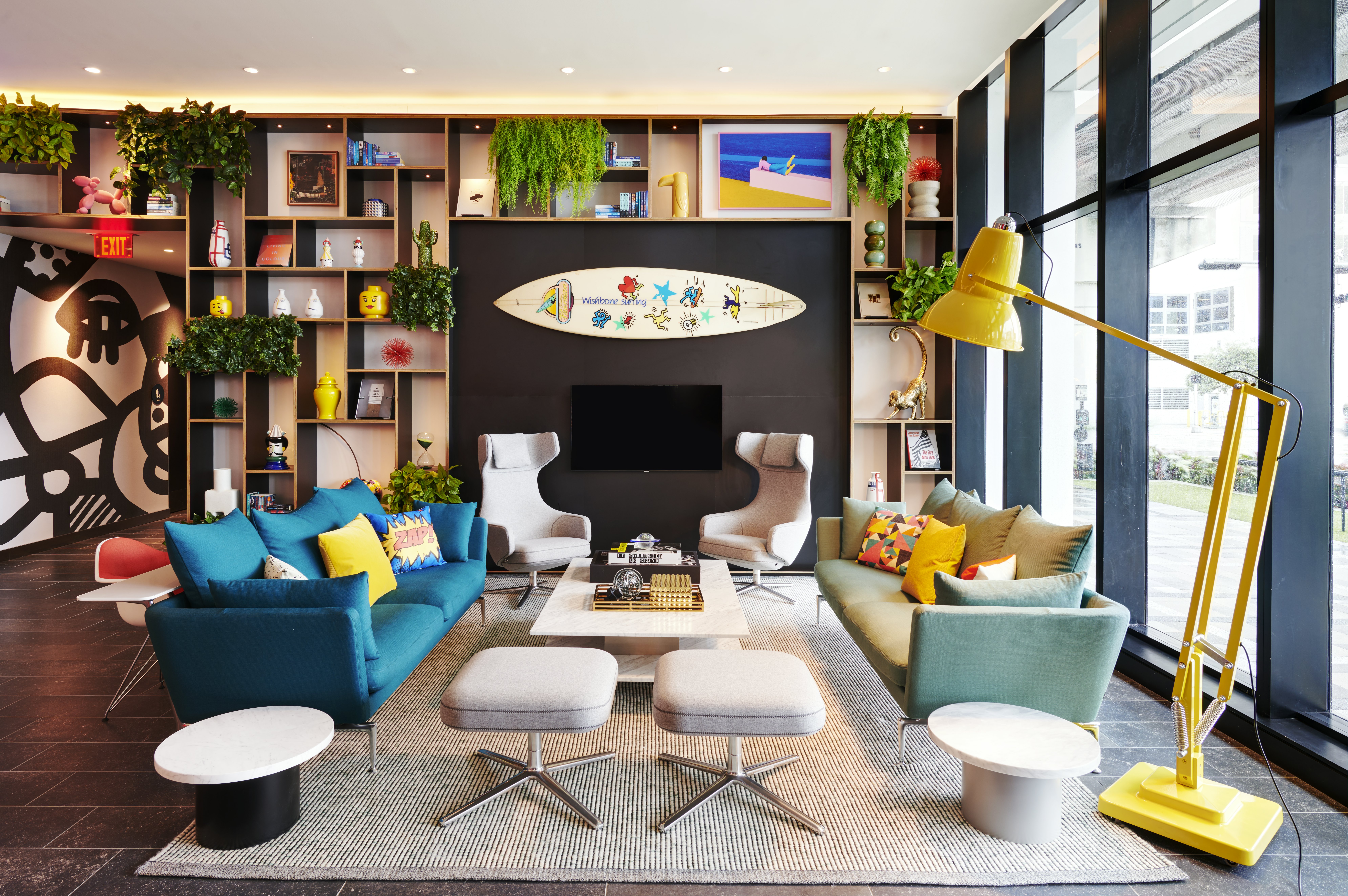 Lounge area inside CitizenM Miami World Center