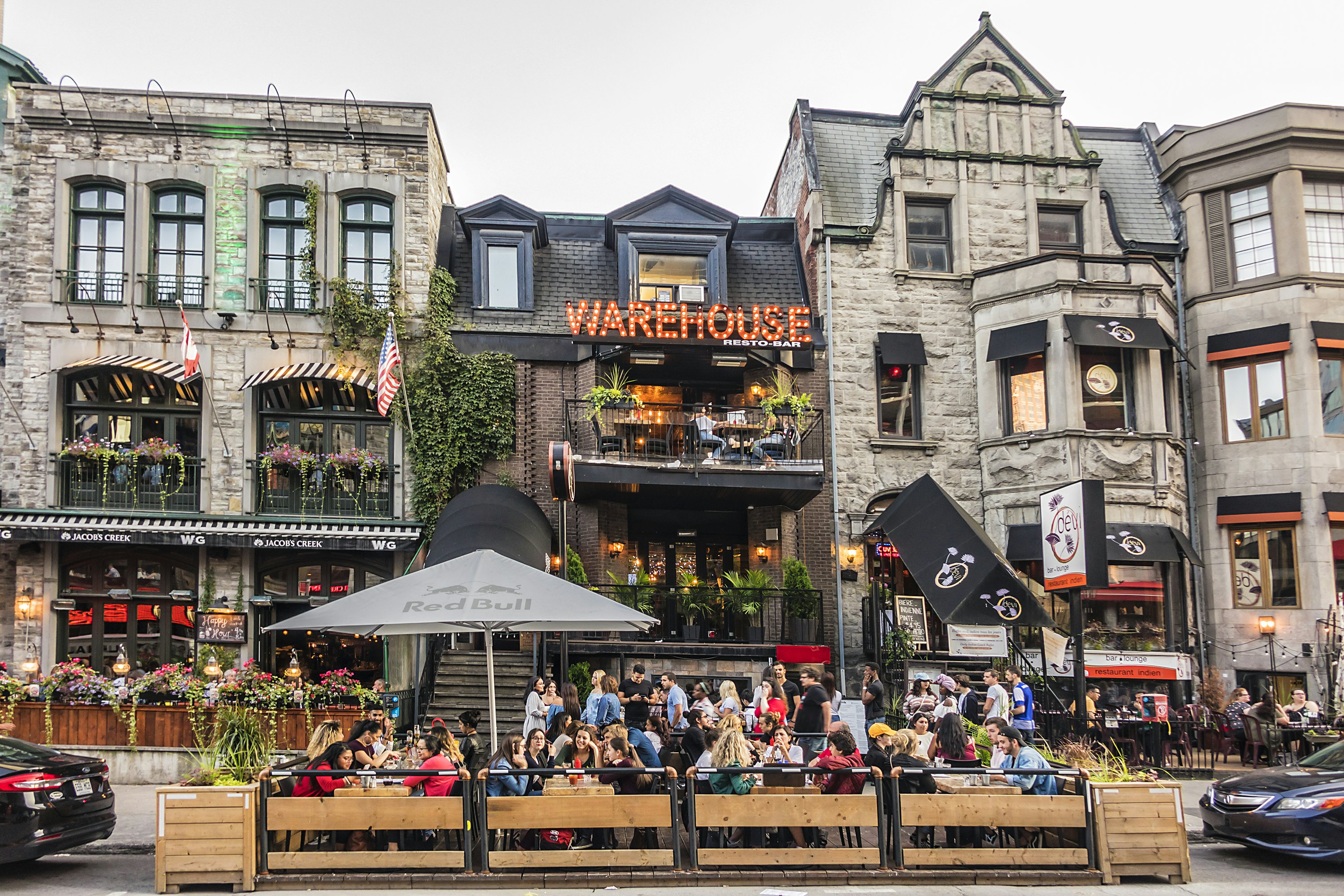 Crescent Street - southbound street located in downtown Montreal. Crescent Street - popular attraction for tourists and locals with nightclubs, bars, restaurants.