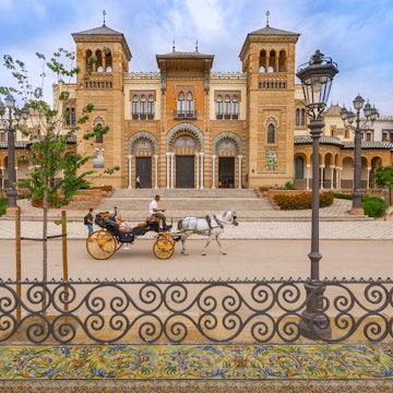 Seville, Andalusia, Spain - September 21, 2019: Museum of Folk Art and Traditions (Museo de Artes y Costumbres Populares de Sevilla). Mudejar Pavilion. License Type: media Download Time: 2022-03-09T11:59:34.000Z User: clairenaylor Is Editorial: Yes purchase_order: