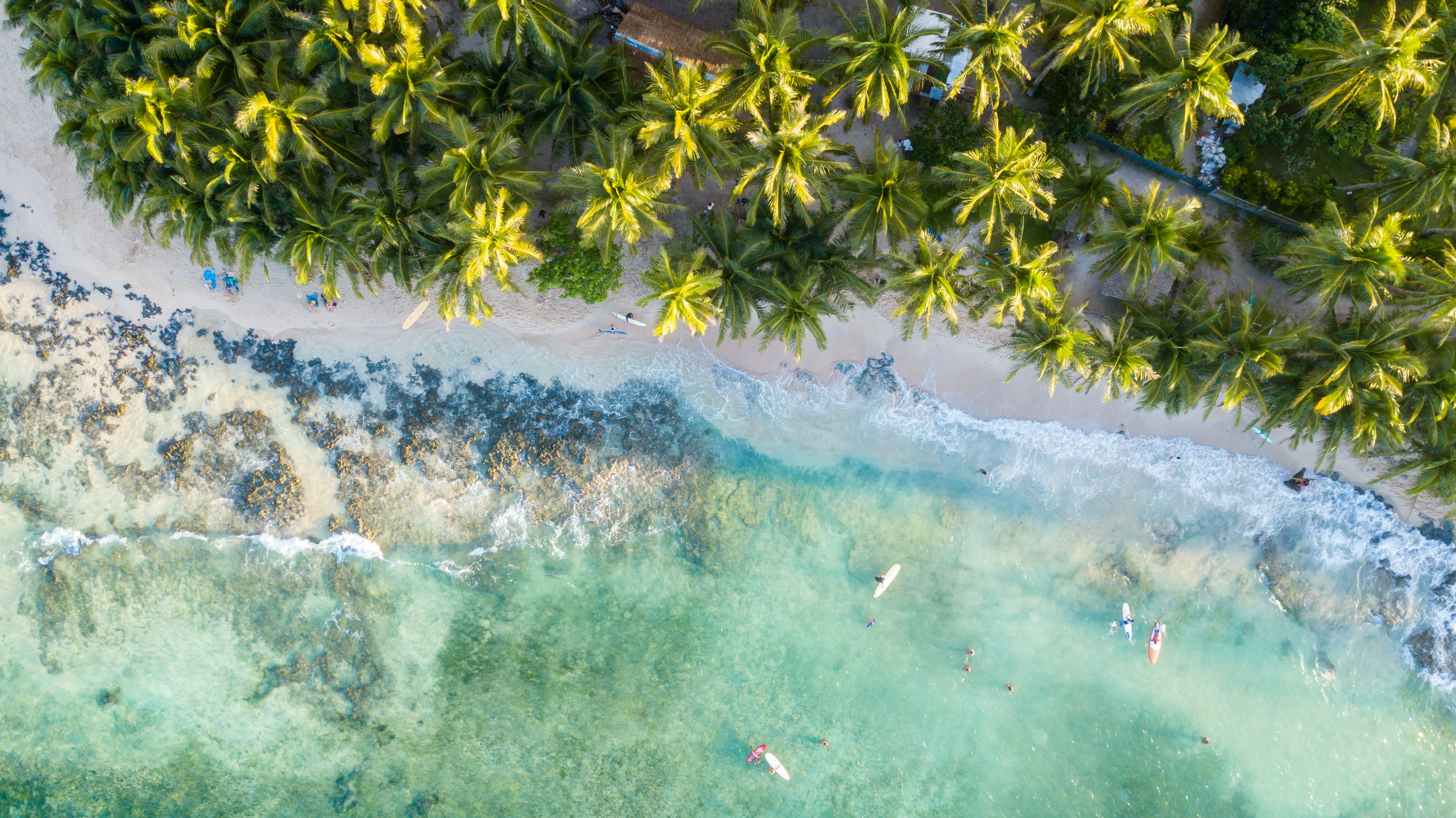 Siargao Island Philippines surfers aerial view