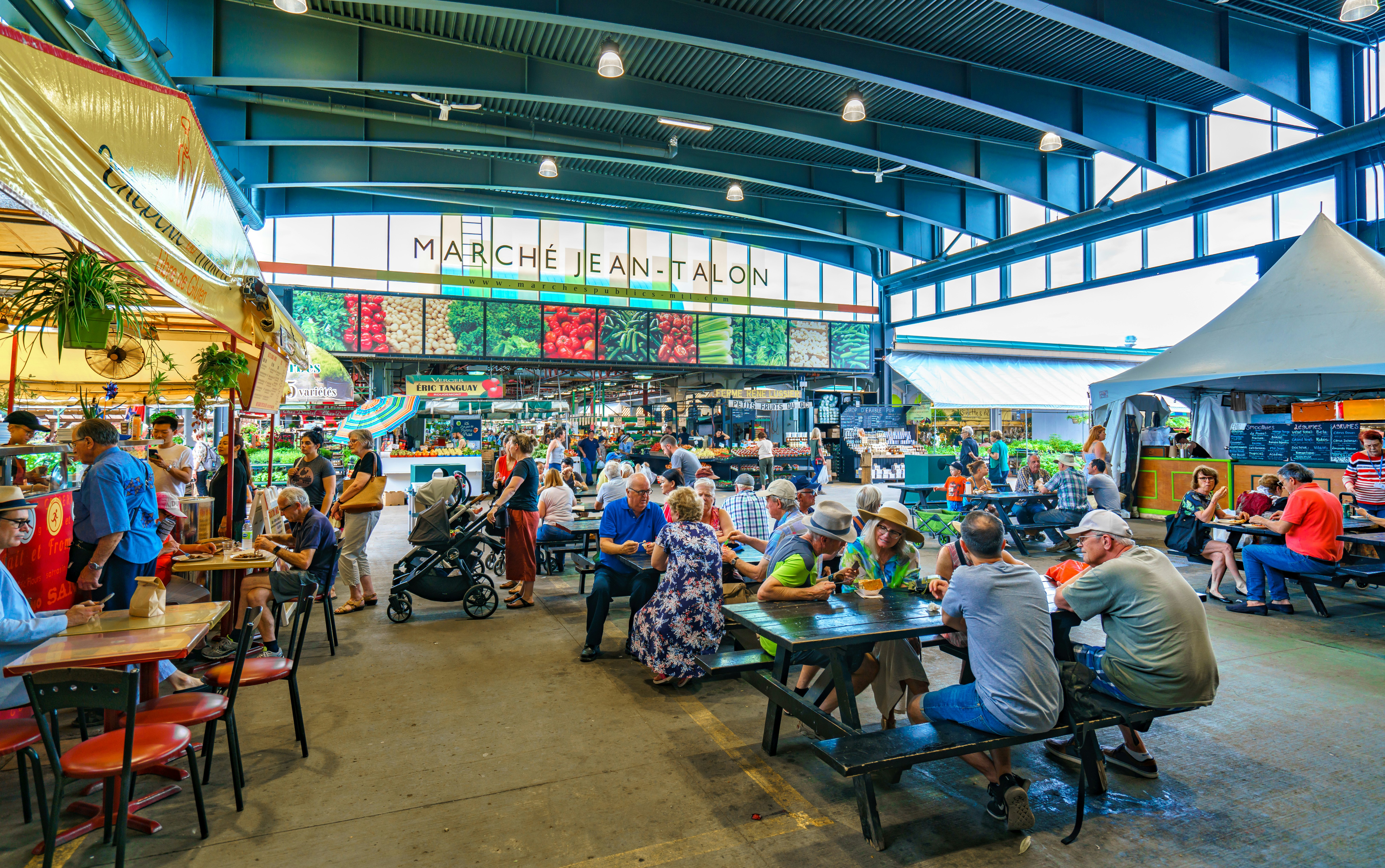 View from Jean-Talon Market, a farmer's market in Little Italy district of Montreal and the largest open air market in North America.