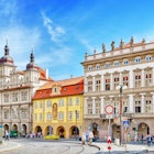 PRAGUE, CZECH REPUBLIC-SEPTEMBER 5, 2015:Main square of Prague's Mala Strana(Lesser Town of Prague).St. Nicholas Church and the adjacent building complex divides the square in an upper and lower part.  License Type: media  Download Time: 2022-12-01T02:47:17.000Z  User: mvm_lonelyplanet  Is Editorial: Yes  purchase_order: