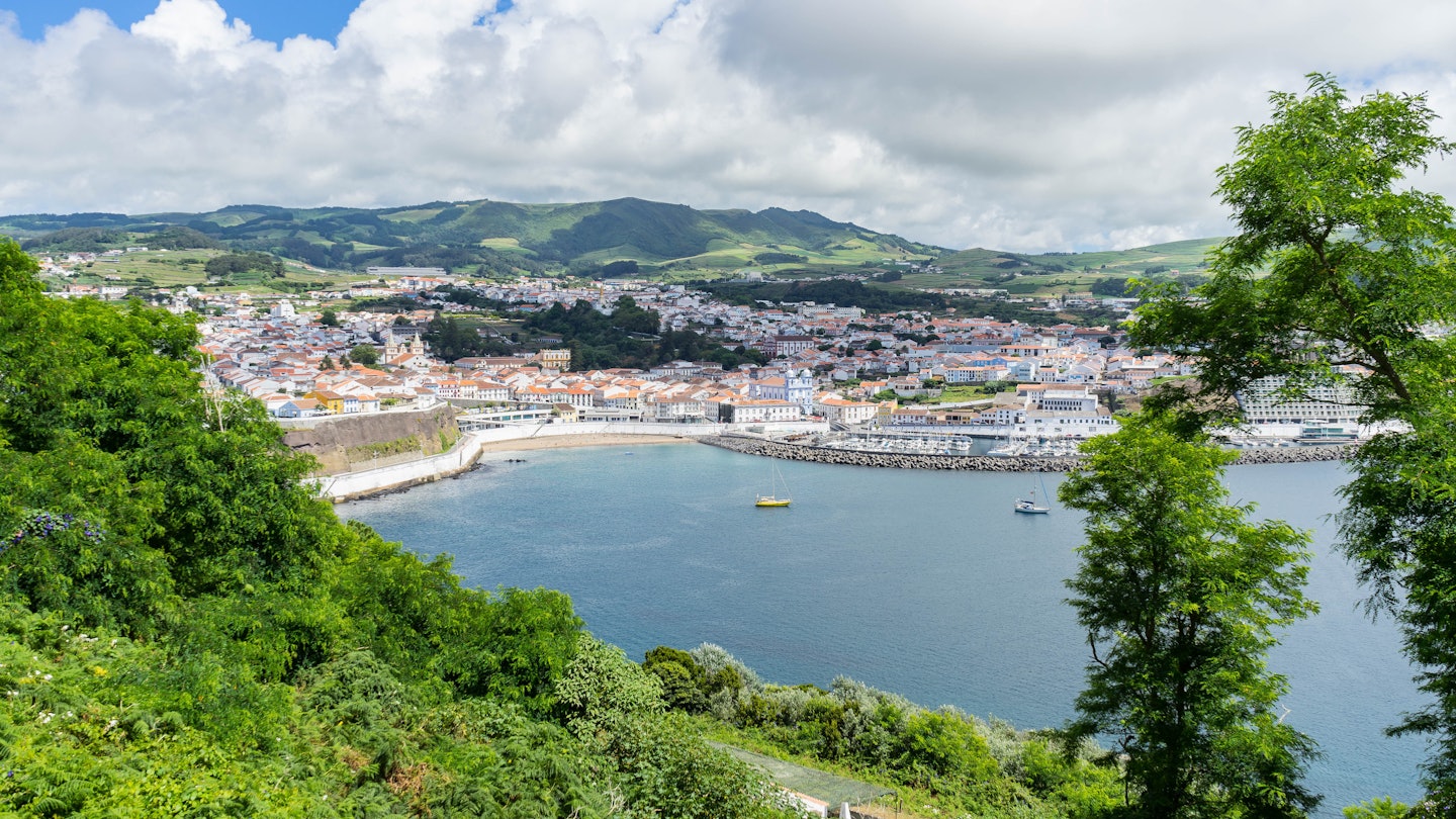 Panorama from Monte Brazil of Angra do Herosimo, UNESCO World Heritage SIte, from Monte Brazil, Terceira, Azores, Portugal License Type: media Download Time: 2024-06-04T12:39:29.000Z User: meg3348277 Is Editorial: No purchase_order: