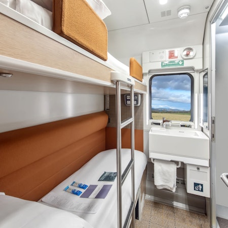 A club room aboard a train