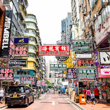 Mong Kok, Hong Kong -July 25, 2019: Street Signs at Mongkok, Kowloon. Hong Kong is known for the myriad of neon lights located above the roadways, License Type: media, Download Time: 2025-03-19T21:19:57.000Z, User: rhylton_redventures, Editorial: true, purchase_order: 65050 - Digital Destinations and Articles, job: Lonely Planet wip, client: Lonely Planet wip, other: Rhianydd Hylton
