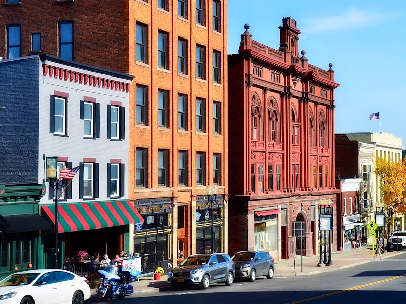 Historic buildings in downtown Geneva, New York.