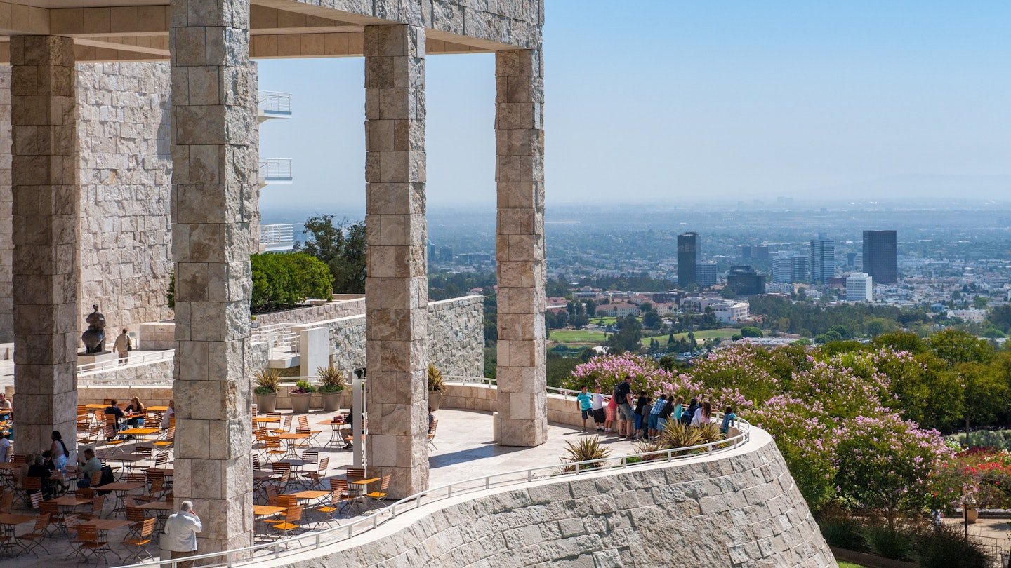 LOS ANGELES, USA - SEPTEMBER 30, 2009: The Getty Center located in Brentwood overlooking Los Angeles is famous for its modern architecture and world famous art. It was designed by Richard Meier. , License Type: media, Download Time: 2025-03-24T18:43:48.000Z, User: katelyn.perry_lonelyplanet, Editorial: true, purchase_order: 65050 - Digital Destinations and Articles, job: wip, client: wip, other: Katelyn Perry
