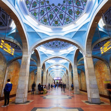 Tashkent, Uzbekistan - April 11, 2021: Alisher Navoiy is a station of the Tashkent Metro in Uzbekistan, License Type: media, Download Time: 2024-07-04T06:34:32.000Z, User: mvm_lonelyplanet, Editorial: true, purchase_order: 56530, job: Global Publishing-WIP, client: The World 3, other: Virginia Moreno