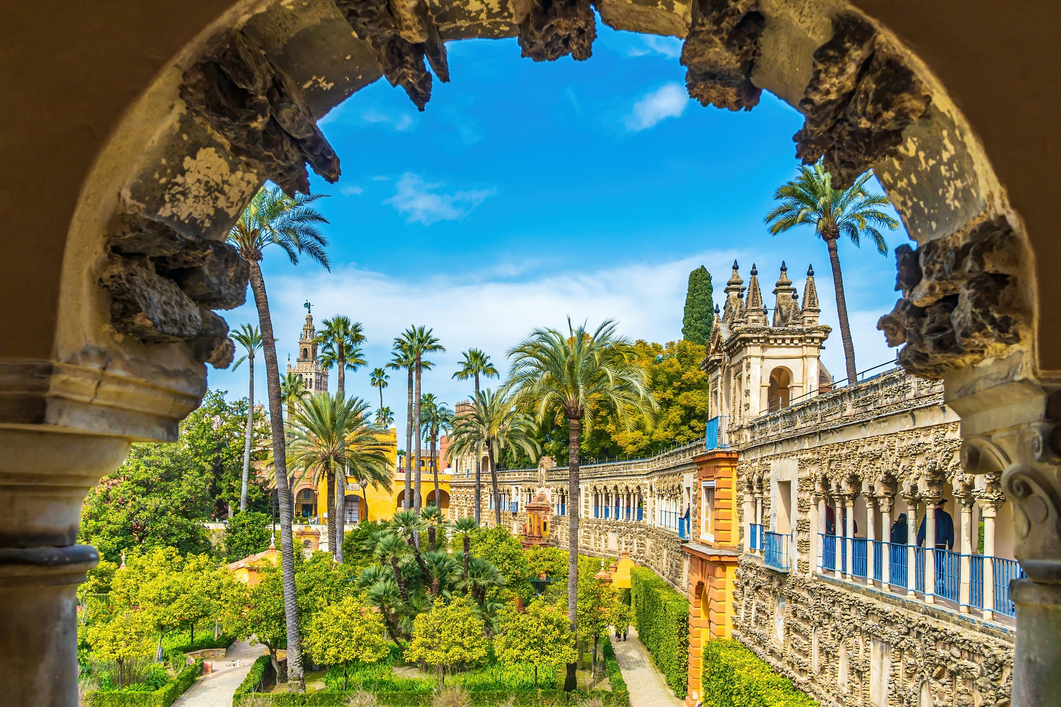 Exterior and garden of Real Alcazar Destination in Sevilla, Spain