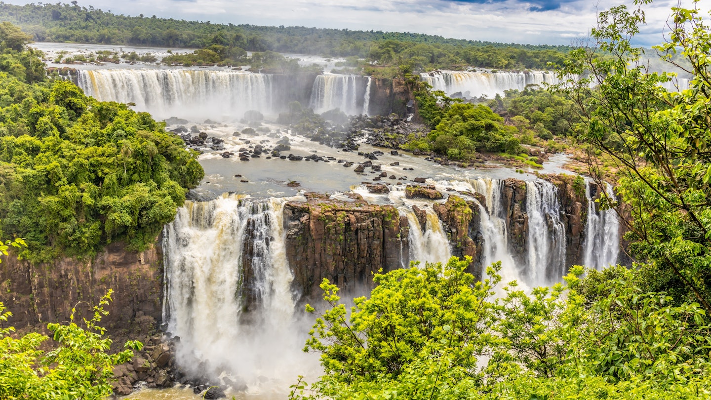 Iguazu falls waterfall in Argentina and Brazil border on the river Iguazu. Tropical landscape with powerful waterfall stream in the jungle. Iguassu falls, cataratas iguazu natural wonder national park; Shutterstock ID 2470207547; purchase_order:65050 - Digital Destinations and Articles; job:Digital editorial; client:things to do in Argentina; other:John Sanchez
2470207547