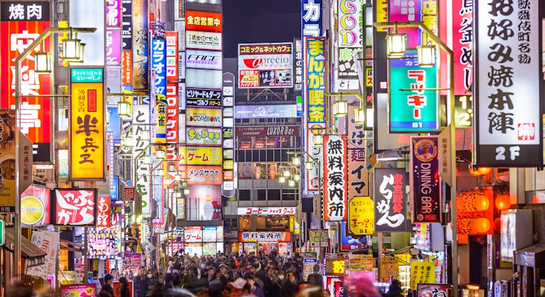 TOKYO, JAPAN - MARCH 14, 2014: Signs densely line an alleyway in Kabuki-cho. The area is a renown nightlife and red-light district. , License Type: media, Download Time: 2025-07-09T20:25:29.000Z, User: krista950237, Editorial: true, purchase_order: 56500 - T&R or Kids, job: Global Publishing WIP, client: A Kid's Guide To Japan, other: Krista Rossow