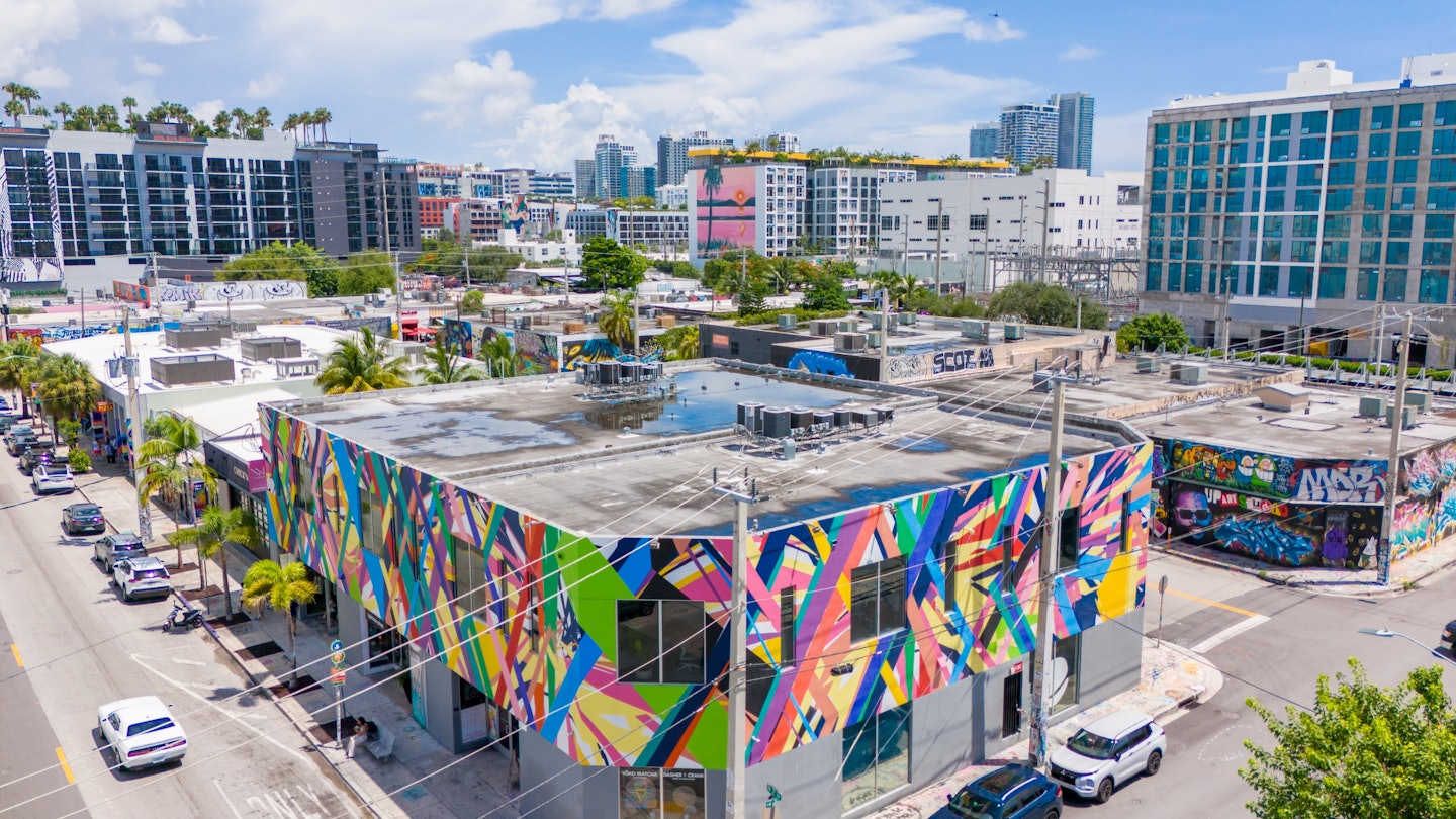 Miami, FL, USA - August 22, 2024: Colorful graffiti Miami art walls. Aerial drone photo, License Type: media, Download Time: 2025-03-31T19:12:16.000Z, User: Ppeterson948, Editorial: true, purchase_order: 65050 - Digital Destinations and Articles, job: Global Publishing WIP, client: Global Publishing WIP, other: Pia Peterson Haggarty // SS Comp Ingestion