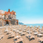 Atrani famous coastline in southern Italy, vertiginous cliffs adorned with colorful villages, turquoise waters. Small town Atrani on Amalfi Coast in province of Salerno, Campania region, Italy, License Type: media, Download Time: 2025-06-25T19:27:14.000Z, User: Sarahstocking, Editorial: false, purchase_order: 65050 - Digital Destinations and Articles, job: Digital, client: First time guide Atrani Italy, other: Sarah Stocking