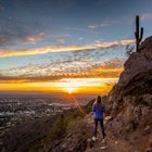 Woman or girl watching sunrise in Phoenix, Arizona, License Type: media, Download Time: 2025-06-12T16:05:51.000Z, User: LP_BAntunes, Editorial: false, purchase_order: 56500 - T&R or Kids, job: T&R, client: Epic Hikes of the Americas, other: Beatriz Antunes