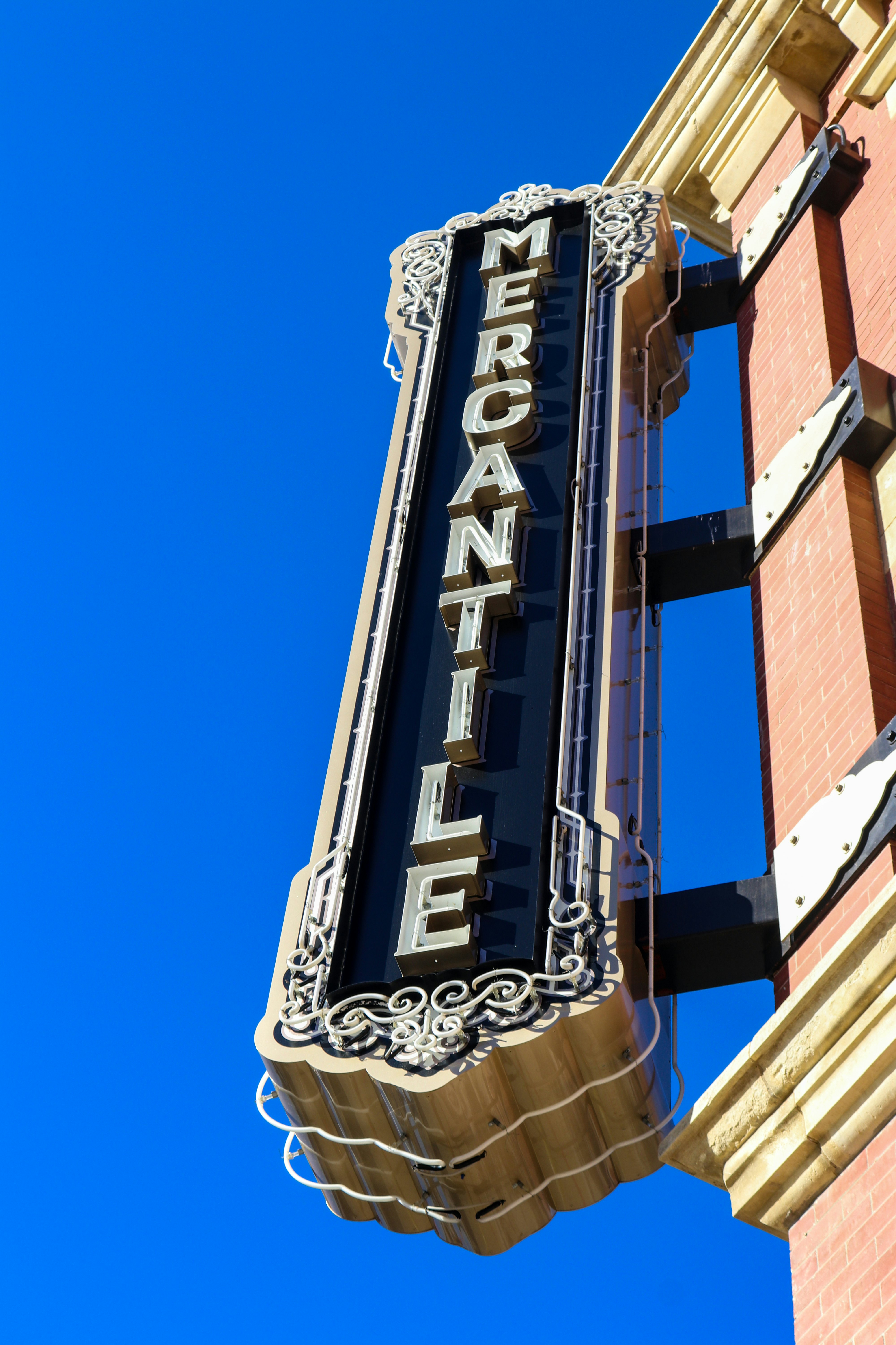 Mercantile sign on Pioneer Woman Mercantile in Pawhuska Osage County Oklahoma