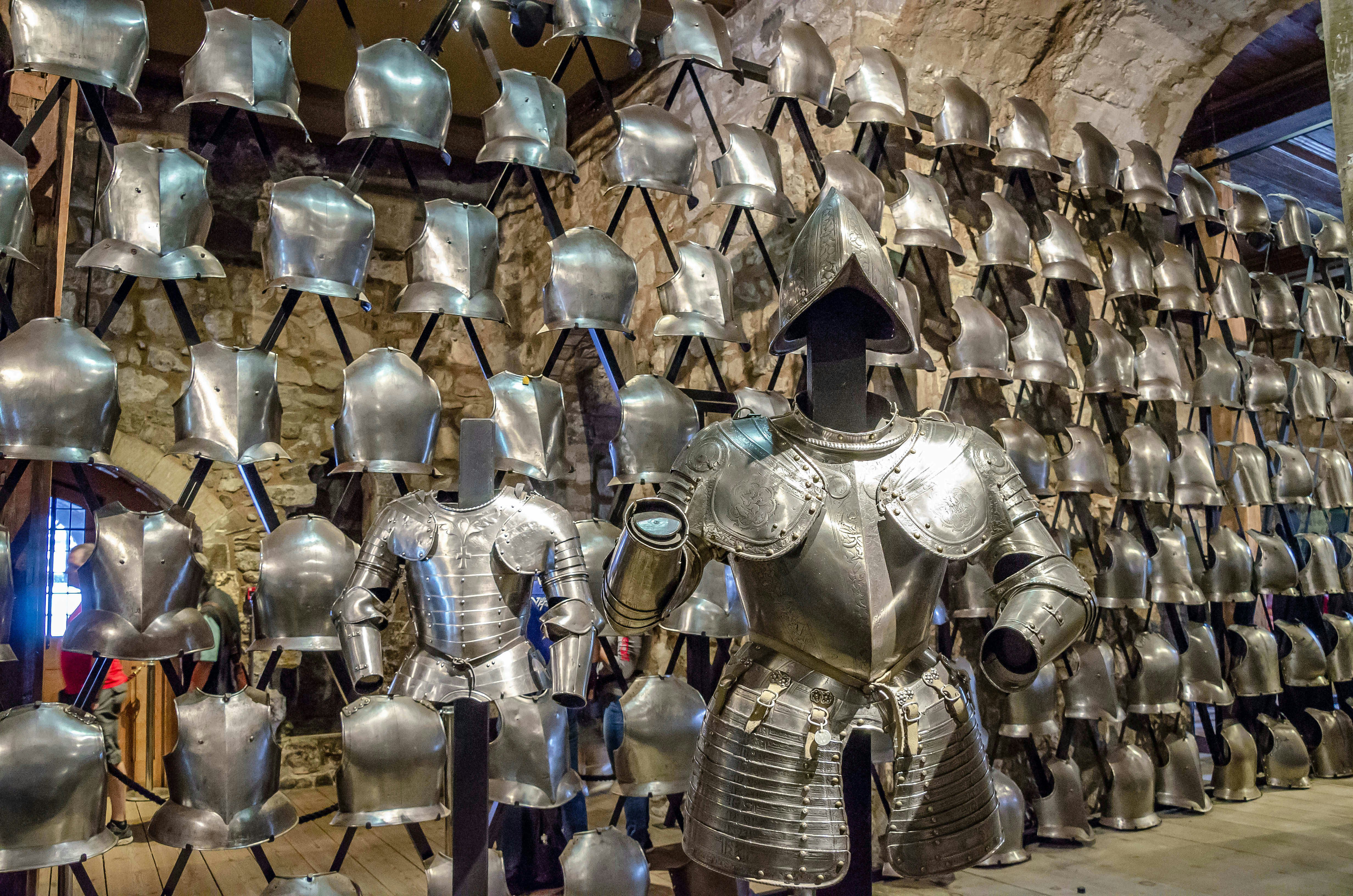 Armor on display in the Royal Armouries museum inside the Tower of London, England.